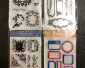 4 Styles of Fancy Trims Clear Stamps Set by Squirrels and Frogs Clear Stamps - 11 x 16cm - Coloring Stamps/Mixed Media Stamps