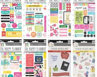 8 Options of Happy Planner Stickers - Happy Brights/TGIF/Make It Happen/Get Paid/Faith Gratitude/Happy Life/Teacher/MINI Icons-5 Sheets/pkg