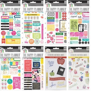 8 Options of Happy Planner Stickers - Happy Brights/TGIF/Make It Happen/Get Paid/Faith Gratitude/Happy Life/Teacher/MINI Icons-5 Sheets/pkg