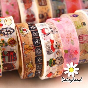 Cinta adhesiva washi kawaii de Daisyland, 13 opciones: sushi, botella de perfume, Alicia, gatos furiosos, feliz cumpleaños, macarrón dulce, objeto antiguo, Arcadia, rollo de 5 m