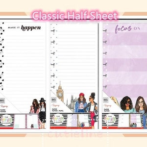 Classic Half Page Rongrong Refill Paper Packs by The Happy Planner - Make It Happen/Focus On/Rongrong - 60 Sheets/Pack - 10.50'' x 7.37''