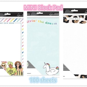 100 Sheets MINI Block Pads by The Happy Planner Sampler/Boss Babe/Brights/Wild Styled 8.25'' x 5.25'' Pre-punch Note Paper for Planning 画像 1