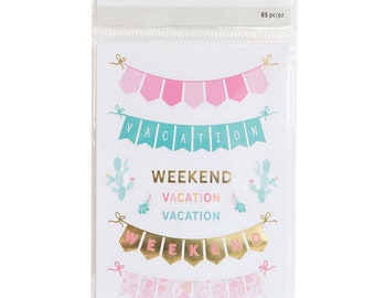 Clearance Planner Stickers by Recollections - "Cool & Warm Weekend Banner" - 65pc/pz - Brush Words/Gold Foiled Banner