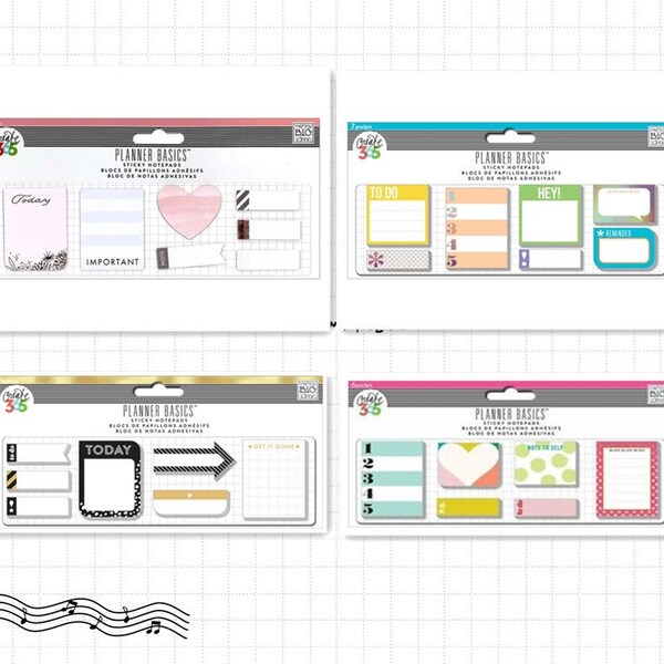 4 Options of Sticky Notes by Happy Planner - Rose Gold/Neon/Bright/Black White Gold- Foil Planner Accessories/Add a note/Check Lists