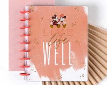 Classic Disney Oasis Collection - Live Life Well - Wellness Guided Journal by the Happy Planner- Light Coral Discs