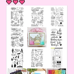 8 opciones de conjuntos de sellos y cortes de Hero Arts: S'mores Bonfire/Carrusel ornamentado/Felicidad hecha a mano/Mensajes artesanales/Mensajes cotidianos/Diversión en la hora del lago