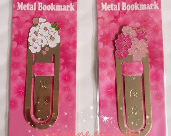 2 Options of Gold Floral Metal Bookmarks - Cherry Blossom