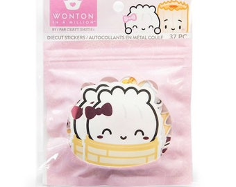 36pc/pkg Wonton Diecut Stickers By Wonton In A Million Craft Smith -Cute Planner Stickers/Cute Wonton/Pink Foil Wonton