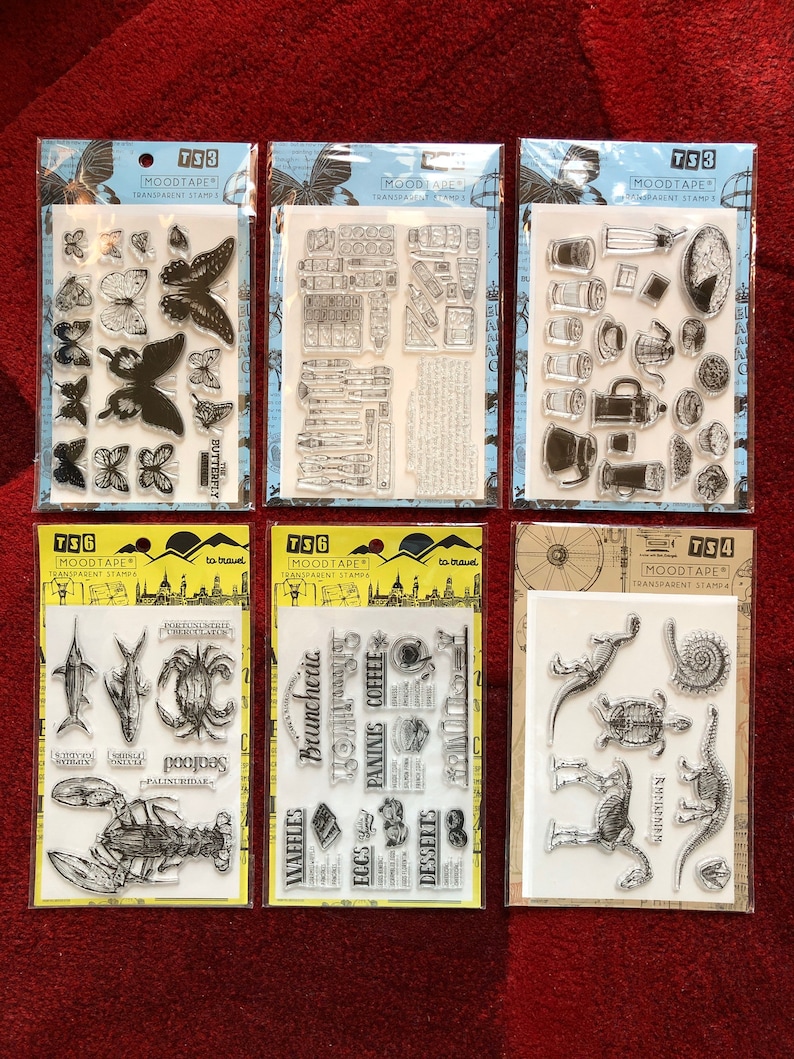 7 Options of Clear Stamps Set by MOODTAPE 11 x 16cm Cafe Menu/Morning Coffee/Art Painting/Butterflies/Seafood/Brunch Stamps image 1