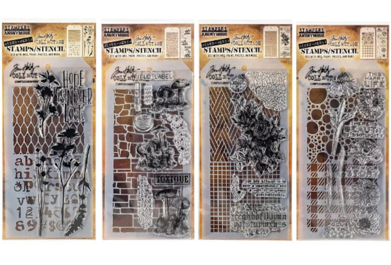 4 Option of Tim Holtz Mixed Media Stamps Stencil by Stampers Etsy