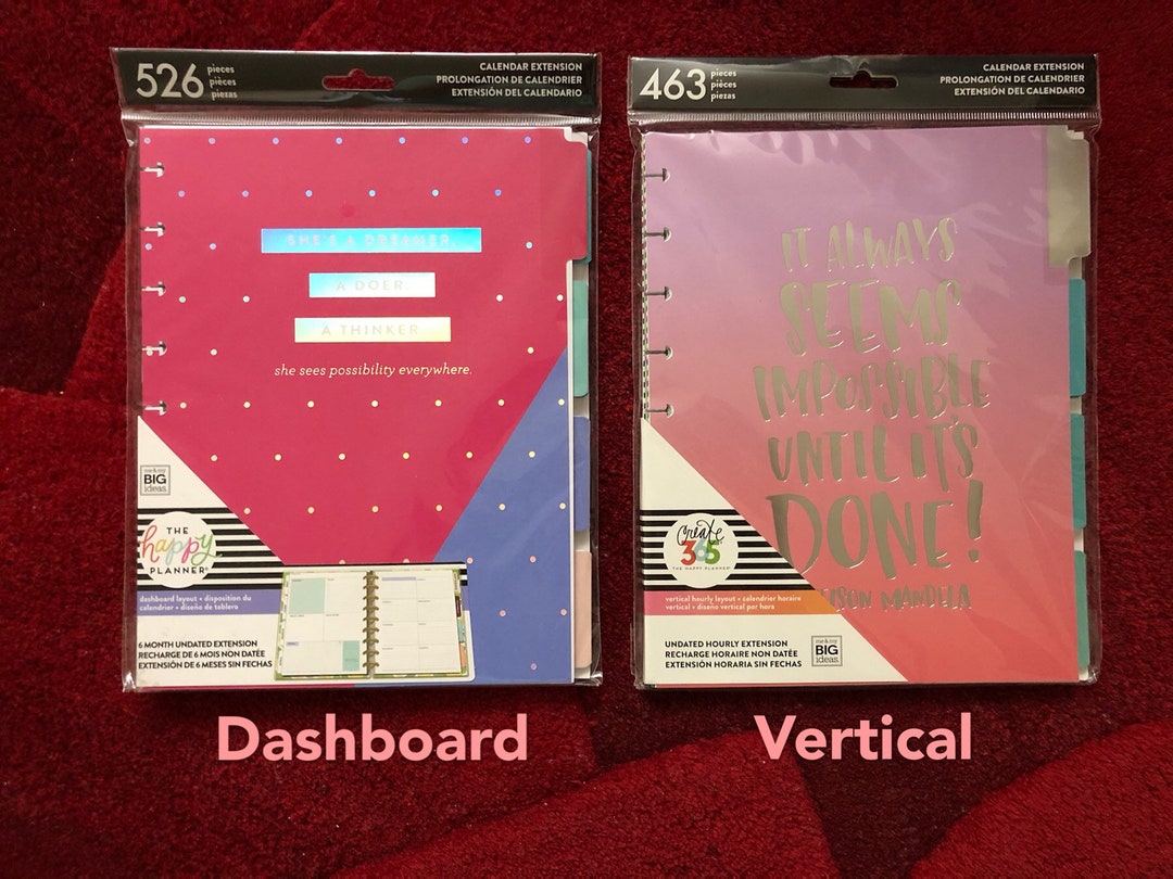 2 Options of Classic Happy Planner Calendar Extension Pack Dashboard