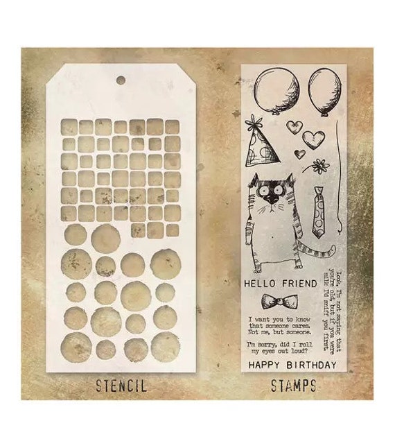 4 Option of Tim Holtz Mixed Media Stamps Stencil by Stampers