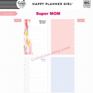 4 Options of MINI Planner Paper Pack by The Happy Planner Girl-Faith Warrior/Healthy Hero/Super Mom/Socialite-Mini Happy Planner Page Refill image 8