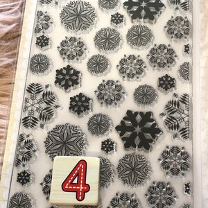 7 Options of Echo Park Designer Stamps sets Let Love Bloom/Candy/Eat Sleep Craft/Snowflakes/Pennant/Glasses/Words Background Stamps 4- Snowflakes