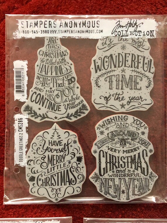 Tim Holtz Stampers Anonymous Christmas DOODLE GREETINGS 1, 2, MINI