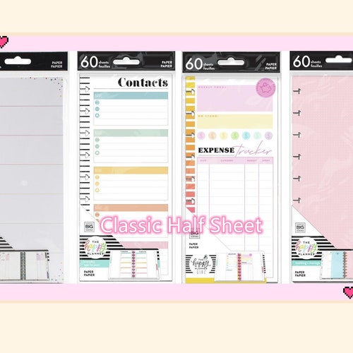 4 Styles of Happy Planner Classic Half Sheet Refill Paper Pad Etsy