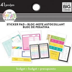 Tiny Sticker Pads by Happy Planner Budget 41pc/Productivity 31pc/Faith 41pc/Colorful Boxes 34pc 3 1/2 x 3 3/8-Budget Planning/Daily Work Budget - 41pc