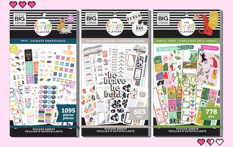 1095 Pets/603 Colorful Leopard/778 Jungle Vibes Happy Planner Value Stickers Books-30 Pages Functional Sticker Sheets-Animals Prints image 1