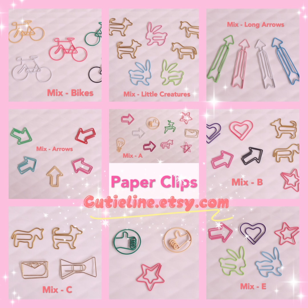 9 Options of Paper Clips Bundle Sets - Animal Creatures/bikes Clips ...