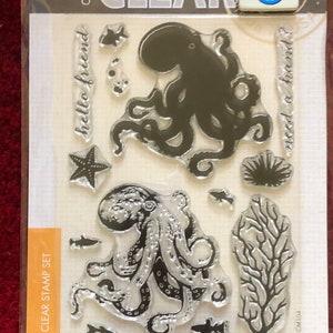 8 Options of Hero Arts Color Layering Clear Stamps sets - 5”x8.5”-Bouquet/Brave Lion/Octopus/Flowers/Seahorse/Ice Cream/Pineapple/Flamingo 3- Octopus