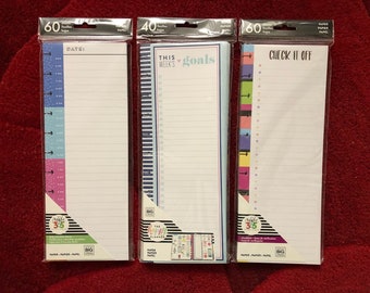 3 Options of BIG Happy Planner Half Page Note Refill Pack - Hourly/This Week’s Goals/Checklist - 40 Sheets