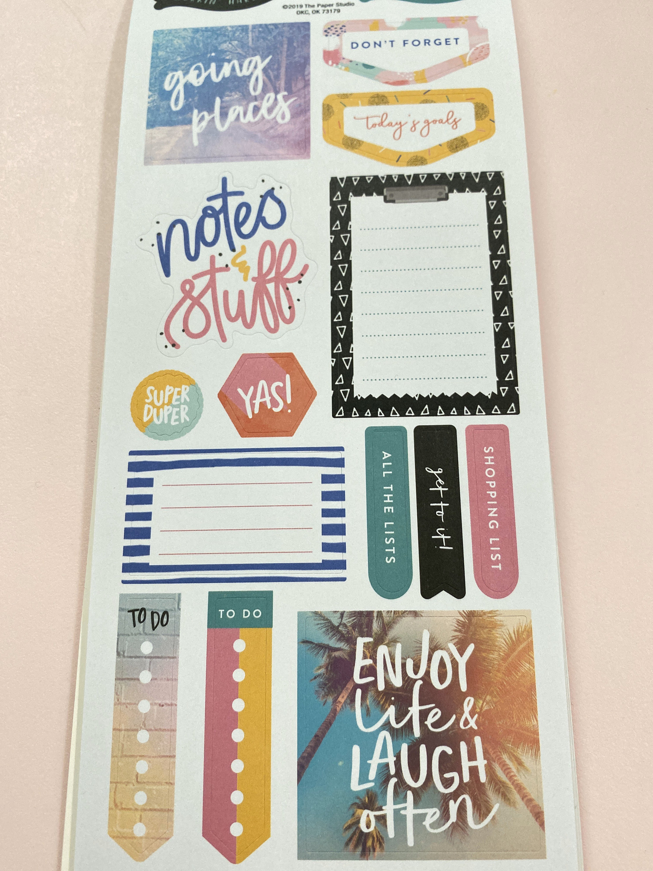 The paper studio sticker set Joyful oasis 15 different sheets of stickers  Foil accents on some stickers Material is a mix of paper and…