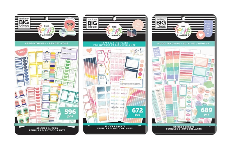 3 Options of Value Sticker Book by Happy Planner-596 Appointments/689 Mood Tracking/672 Happy Kind Faith-Planning Essential Stickers image 1