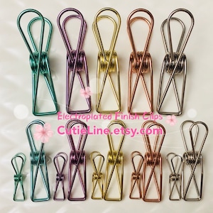 3 Sizes 5 Colors Planner Clips Hollow Binder Clips-Stationary/Office/Decorative Clip-Rose Gold, Silver, Gold, Green/Purple Brush Metal