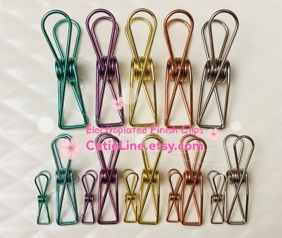 3 Sizes 5 Colors Planner Clips Hollow Binder Clips-Stationary/Office/Decorative Clip-Rose Gold, Silver, Gold, Green/Purple Brush Metal