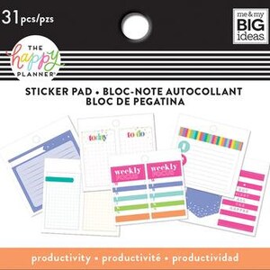 Tiny Sticker Pads by Happy Planner Budget 41pc/Productivity 31pc/Faith 41pc/Colorful Boxes 34pc 3 1/2 x 3 3/8-Budget Planning/Daily Work Productivity - 31pc