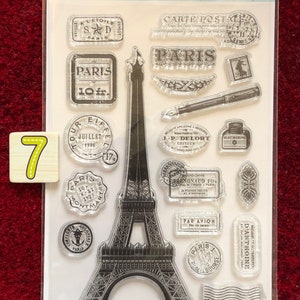 7 Styles of Clear Stamps Set by MOODTAPE Clear Stamps Architecture/Paris Tower/Elizabeth Tower/Roses/Signs 11 x 16cm 7