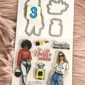 3 Options of Rongrong Girl Stamps Dies sets Pop Fizz / Slay / Trendsetter / 3 Sets Bundle Stylish Girls Stamps Dies sets 3- Trendsetter