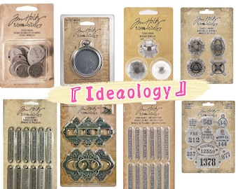 8 Options of Tim Holtz Ideaology-Typed Tokens/Pocket Watch/Curio Knobs/Faucet Knobs/Word Bands/Drnate Plates/Foundry-Mixed Media Accents