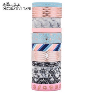 9 rollos de cintas Washi de cuarzo rosa y serenidad de Paper Studio - Washi planificador de lámina de oro rosa/On Trend Washi