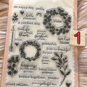 7 Options of Echo Park Designer Stamps sets Let Love Bloom/Candy/Eat Sleep Craft/Snowflakes/Pennant/Glasses/Words Background Stamps 1- Let Love Bloom