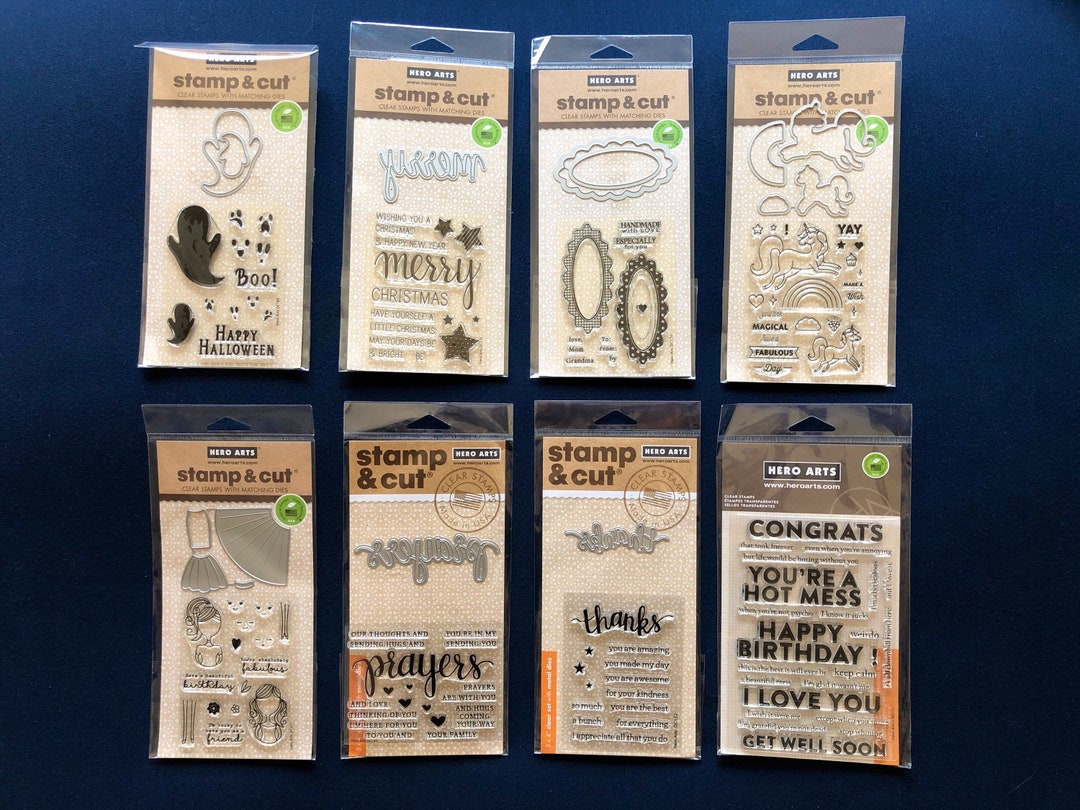 Hero Arts Stempel & Schneide-Set „Handmade Tags“ – Transparente Stempel Mit Schablonen, Für Kreative Karten