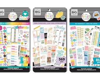 3 Options of Happy Planner Value Stickers Book-811 Be Yourself/569 Cool To Be Kind/561 Color Me Happy-Planning Functional Stickers/Checklist