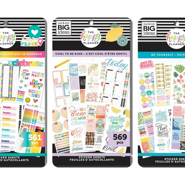 3 Optionen von Happy Planner Sticker Buch-811 Be Yourself / 569 Cool To Be Kind / 561 Color Me Happy Planner Funktionale Aufkleber/ Checkliste
