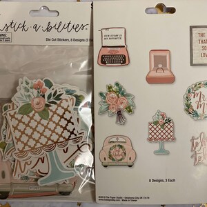 5 Options of Die Cut Stickers from the Paper Studio 24pc/pkg Wedding/Pastel Flower/Hello Lovely/Watercolor Girl/Mermaid Wedding