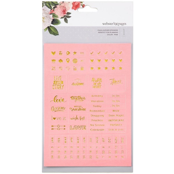 Webster's Pages Faux Leather Stickers - Teal or Pink - Perfect for Planning / Planner Stickers