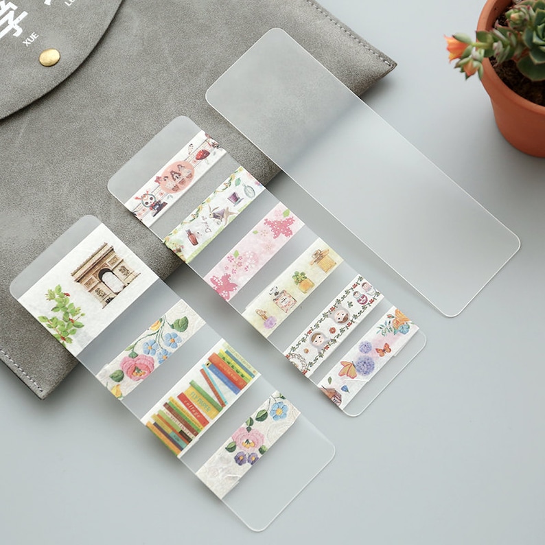 3 Sizes of Frosted Finish PVC cards 5 x 15cm / 5 x 20cm / 1.7 x 11.6cm Easy to carry Washi Tapes Wherever you Go/ Round Corners Regular-5x15cm