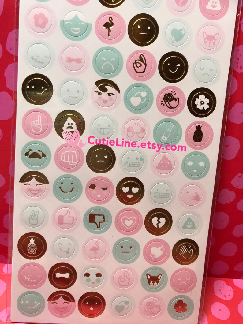 Clearance Pink and Mint Emoji Stickers by Recollections Etsy