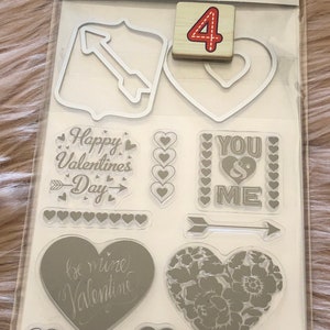 Recollections Valentine's Day Stamps Dies Sets Frames/Aloha/Doily Heart/Floral Heart/Wines/Taco Love/Woof Dogs/Sweet 4- Floral Heart