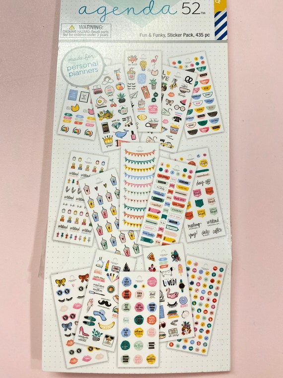 Fun & Funky Stickers Pack by Agenda 52 the Paper Studio 15 Sheets Stickers  435pc Girly Fun Themed/summer Stickers 