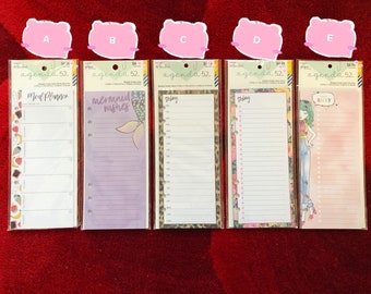 5 Options of Agenda 52 Double Sided Notepad by the Paper Studio - 24 Sheet - Meal Plan/Mermaid/Leopard Print/Floral/Very Busy