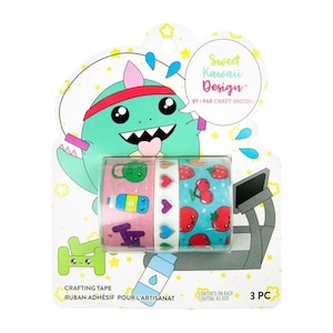 3pc/pkg Fitness Washi Crafting Tape By Sweet Kawaii Design Craft Smith - Cute Planner Washi/Cute Animal Fitness Washi/Rainbow Washi