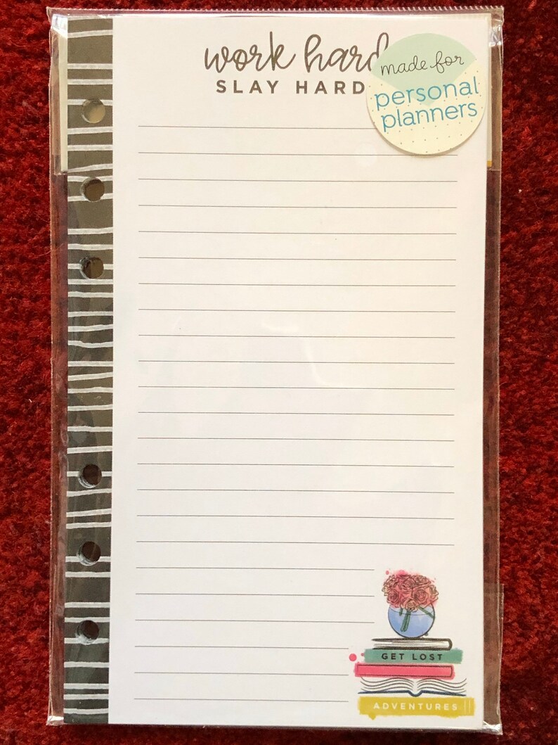 2 Options of Agenda 52 Personal PlannerDouble Sided Notepaper Packs 24 Sheets Donuts/Work Hard 4x6.79 Work Hard