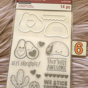 Recollections Valentine's Day Stamps Dies Sets Frames/Aloha/Doily Heart/Floral Heart/Wines/Taco Love/Woof Dogs/Sweet 6- Taco Love