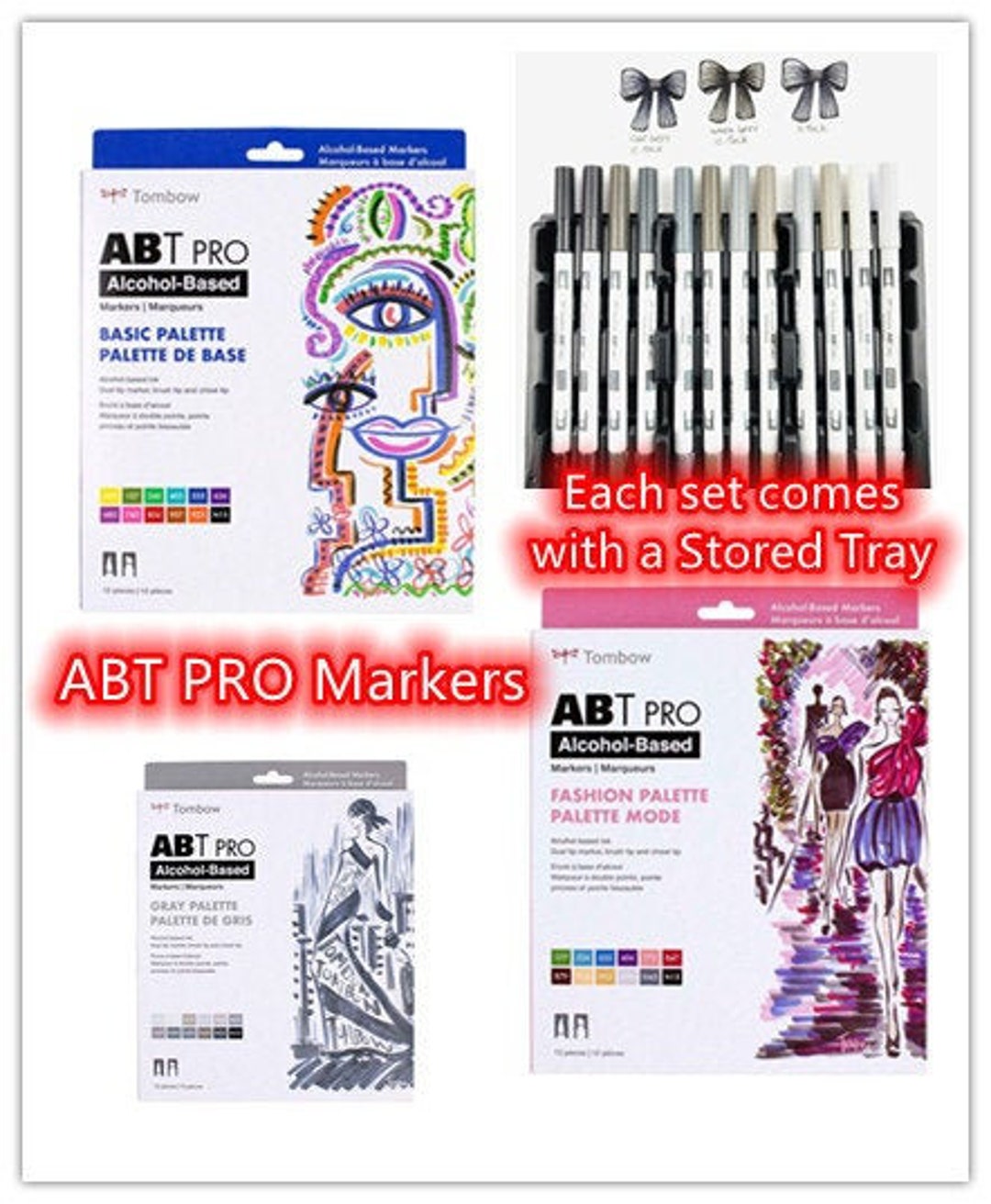 ABT PRO Alcohol-Based Art Markers, Bright Palette, 10-Pack