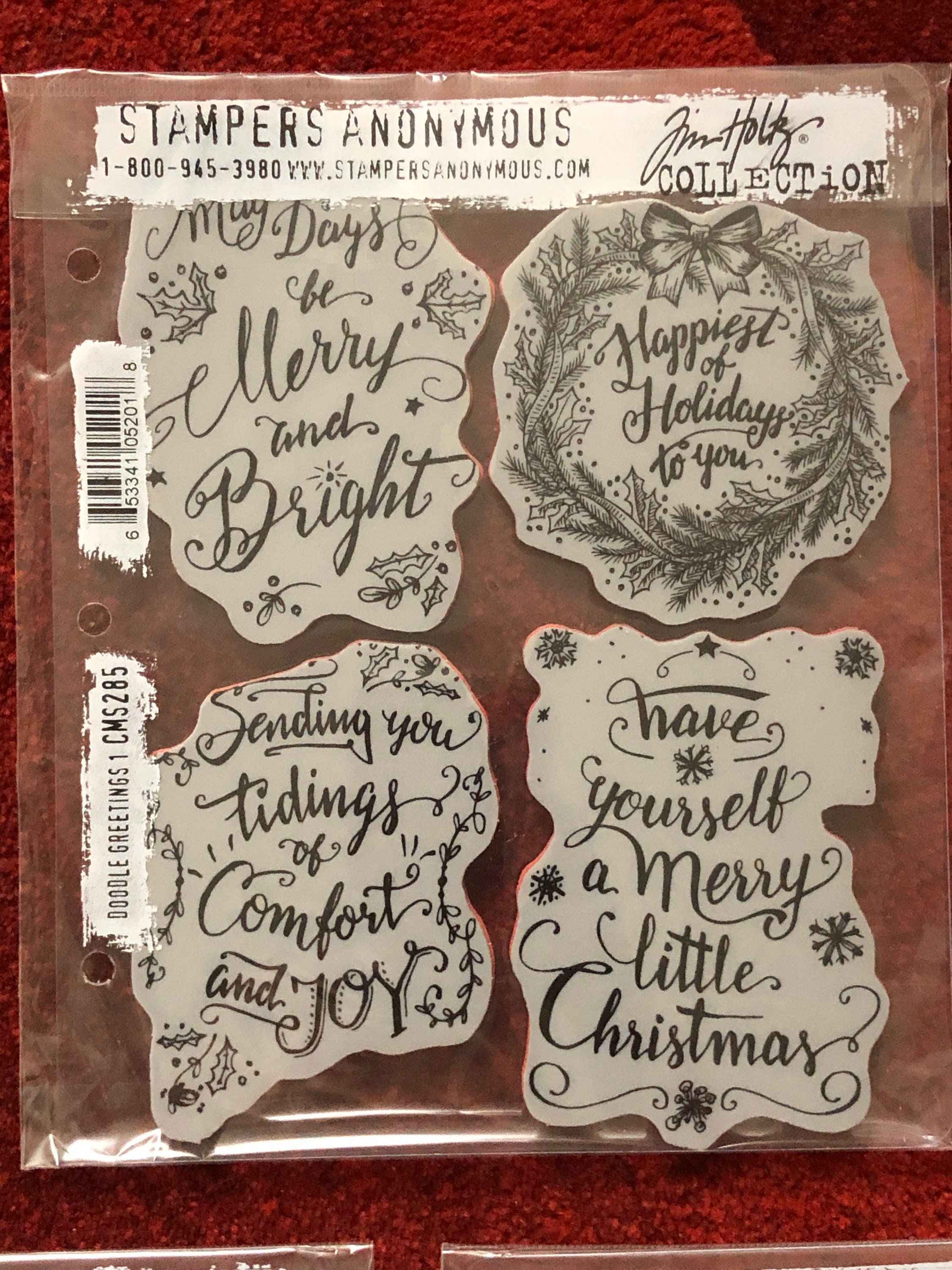 Tim Holtz Stampers Anonymous Christmas DOODLE GREETINGS 1, 2, MINI